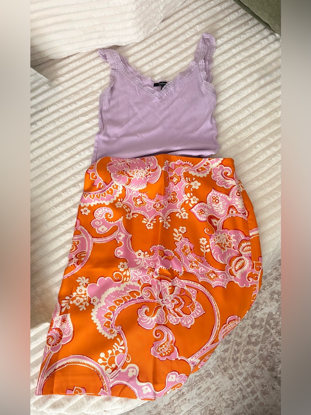 Ann Taylor Petite Silk Pink and Orange Paisley skirt